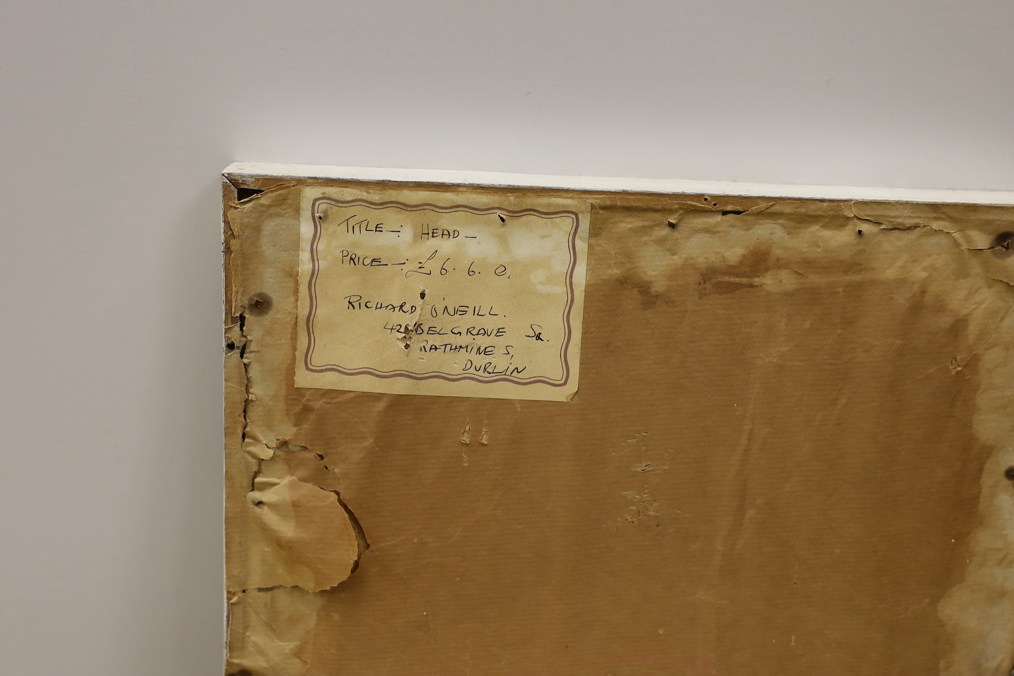 Richard O'Neill (Irish School), pencil on paper, 'Head', with artist's label verso, 29.5 x 17.5cm
